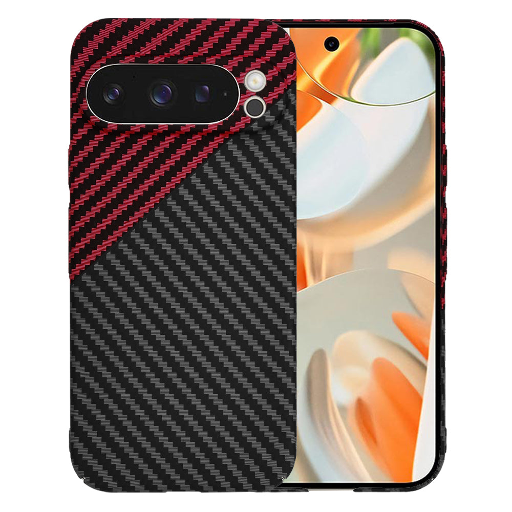 Husa pentru Google Pixel 9 Pro, Techsuit, Carbonite FiberShell, Neagra Rosie
