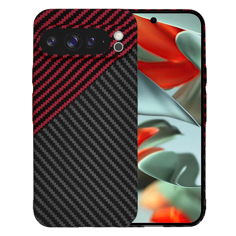 Husa pentru Google Pixel 9 Pro XL, Techsuit, Carbonite FiberShell, Neagra Rosie