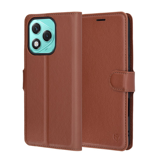 Husa pentru Honor 400 Lite, Techsuit, Leather Folio, Maro