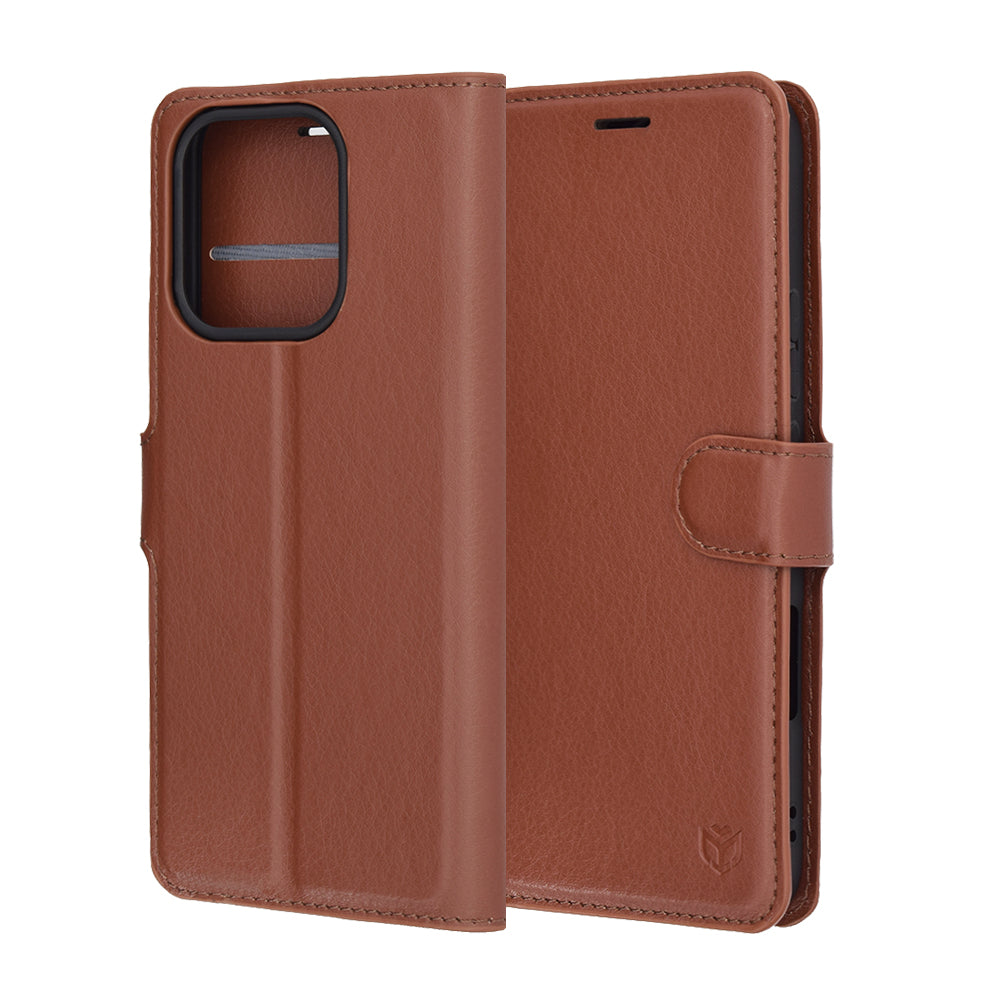 Husa pentru Honor 400 Lite, Techsuit, Leather Folio, Maro
