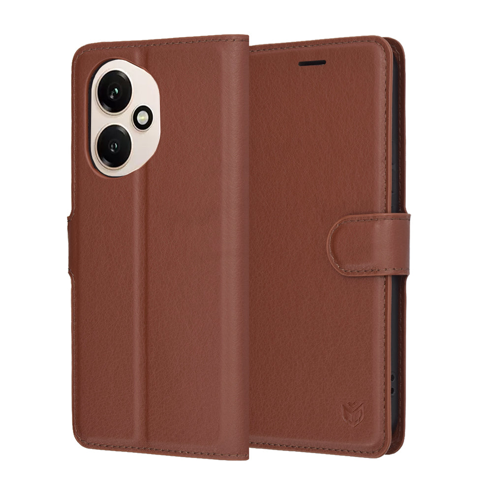Husa pentru Honor 400, Techsuit, Leather Folio, Maro