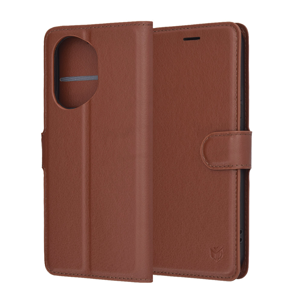 Husa pentru Honor 400, Techsuit, Leather Folio, Maro