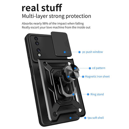 Husa pentru Honor 70, Techsuit, CamShield, Neagra