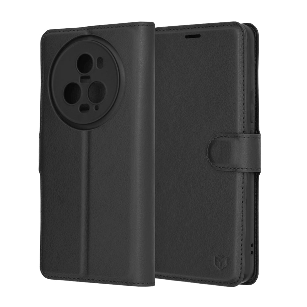 Husa pentru Honor Magic5 Pro, Techsuit, Leather Folio, Neagra