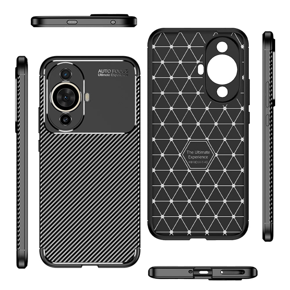 Husa pentru Huawei nova 12s / nova 11, Techsuit, CarbonFiber, Neagra