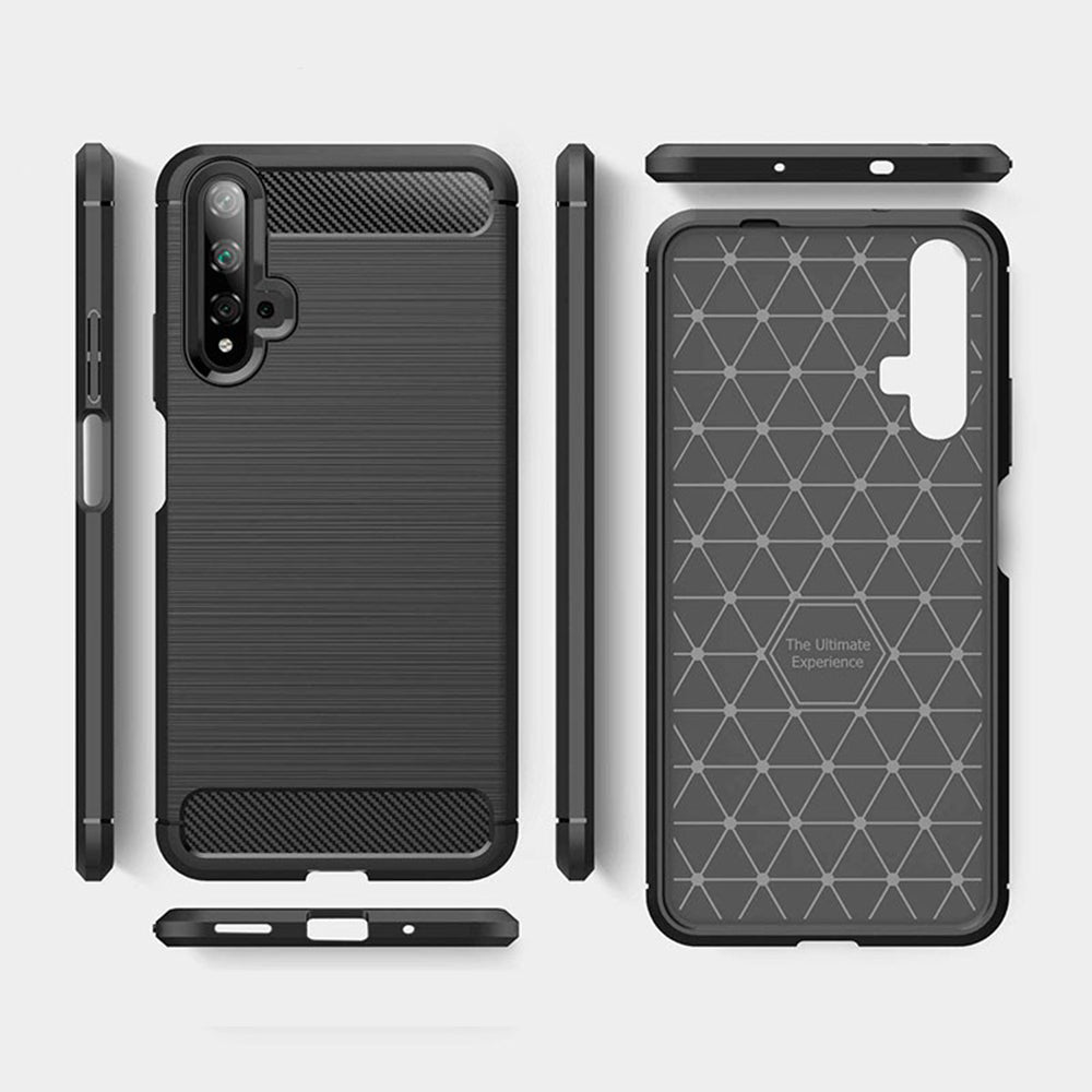 Husa pentru Huawei nova 5T / Honor 20, Techsuit, Carbon, Neagra