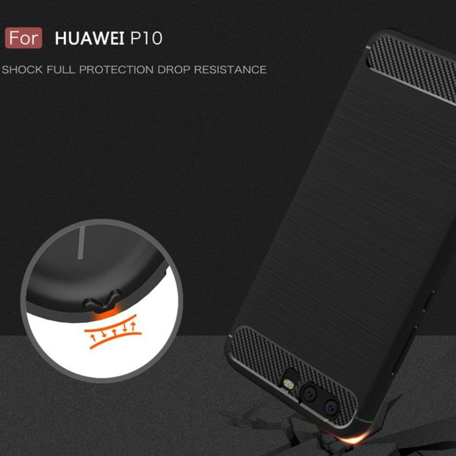 Husa pentru Huawei P10, Techsuit, Carbon, Neagra