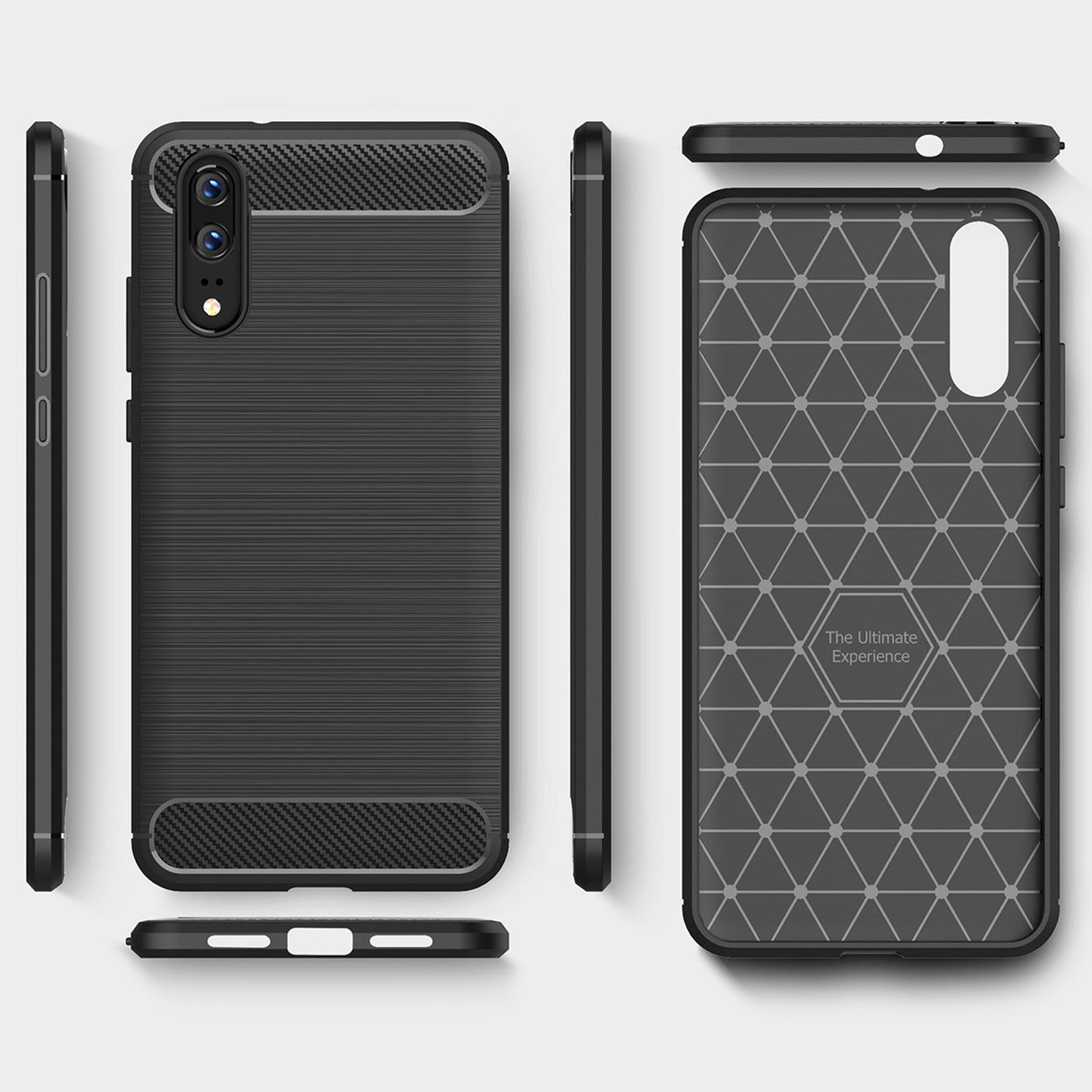 Husa pentru Huawei P20, Techsuit, Carbon, Neagra