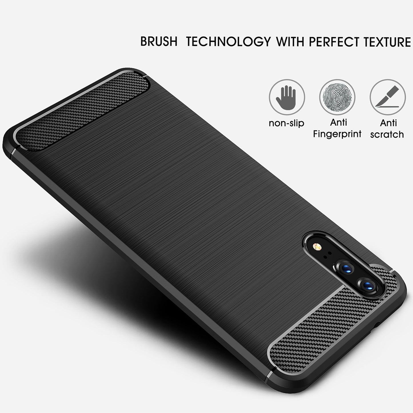 Husa pentru Huawei P20, Techsuit, Carbon, Neagra
