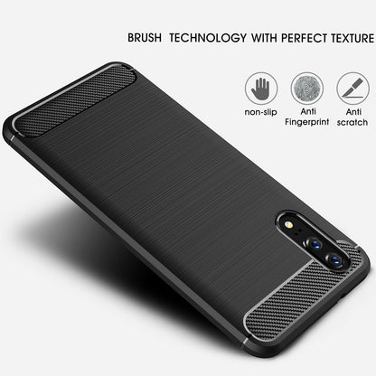 Husa pentru Huawei P20, Techsuit, Carbon, Neagra