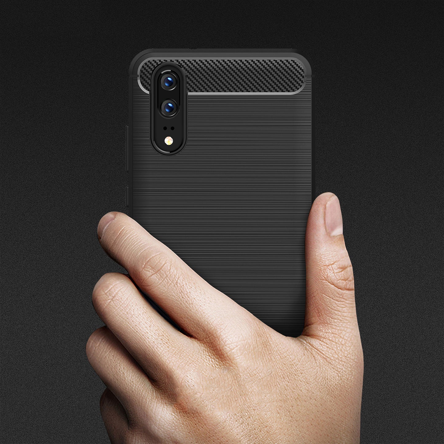 Husa pentru Huawei P20, Techsuit, Carbon, Neagra