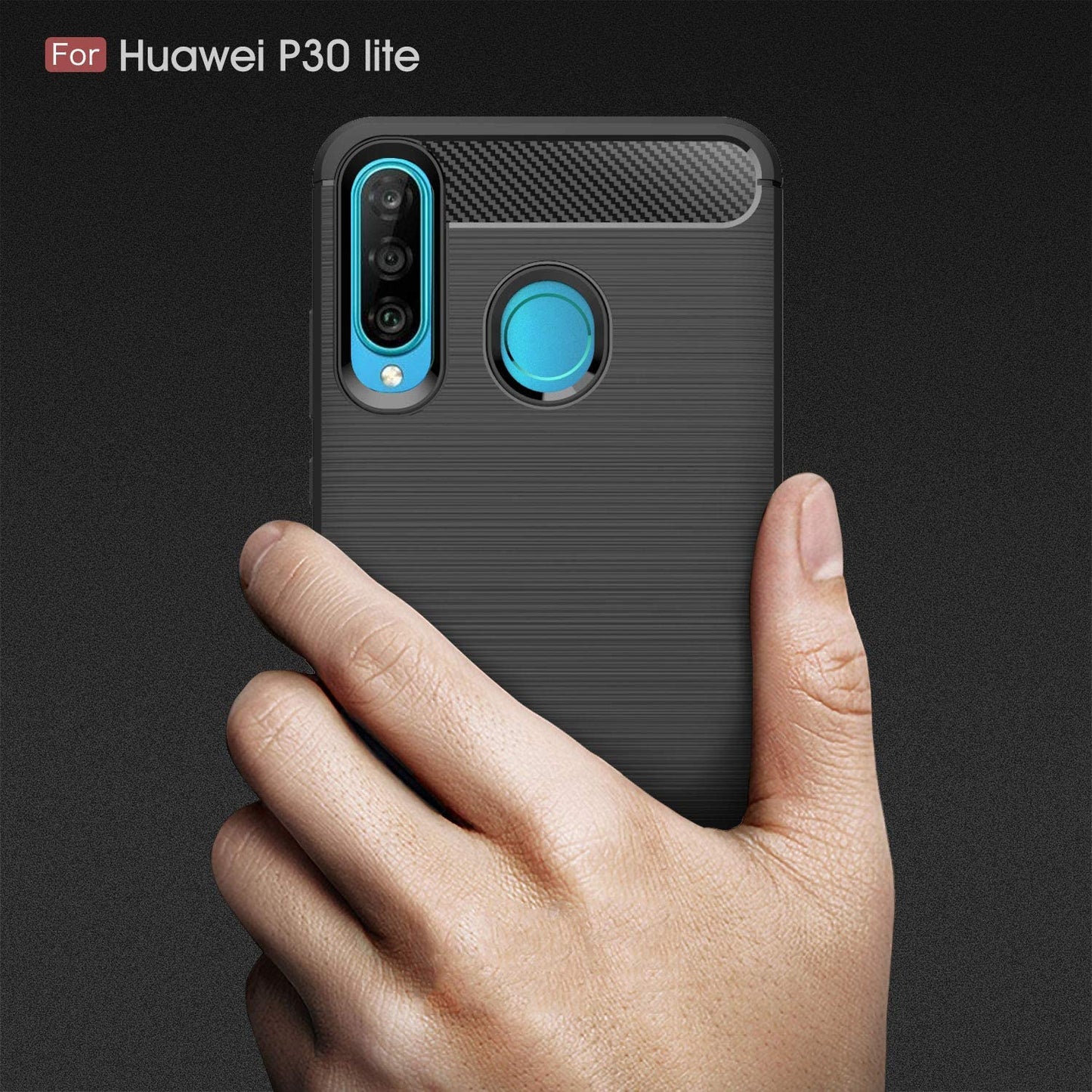 Husa pentru Huawei P30 lite New Edition / P30 lite, Techsuit, Carbon, Neagra
