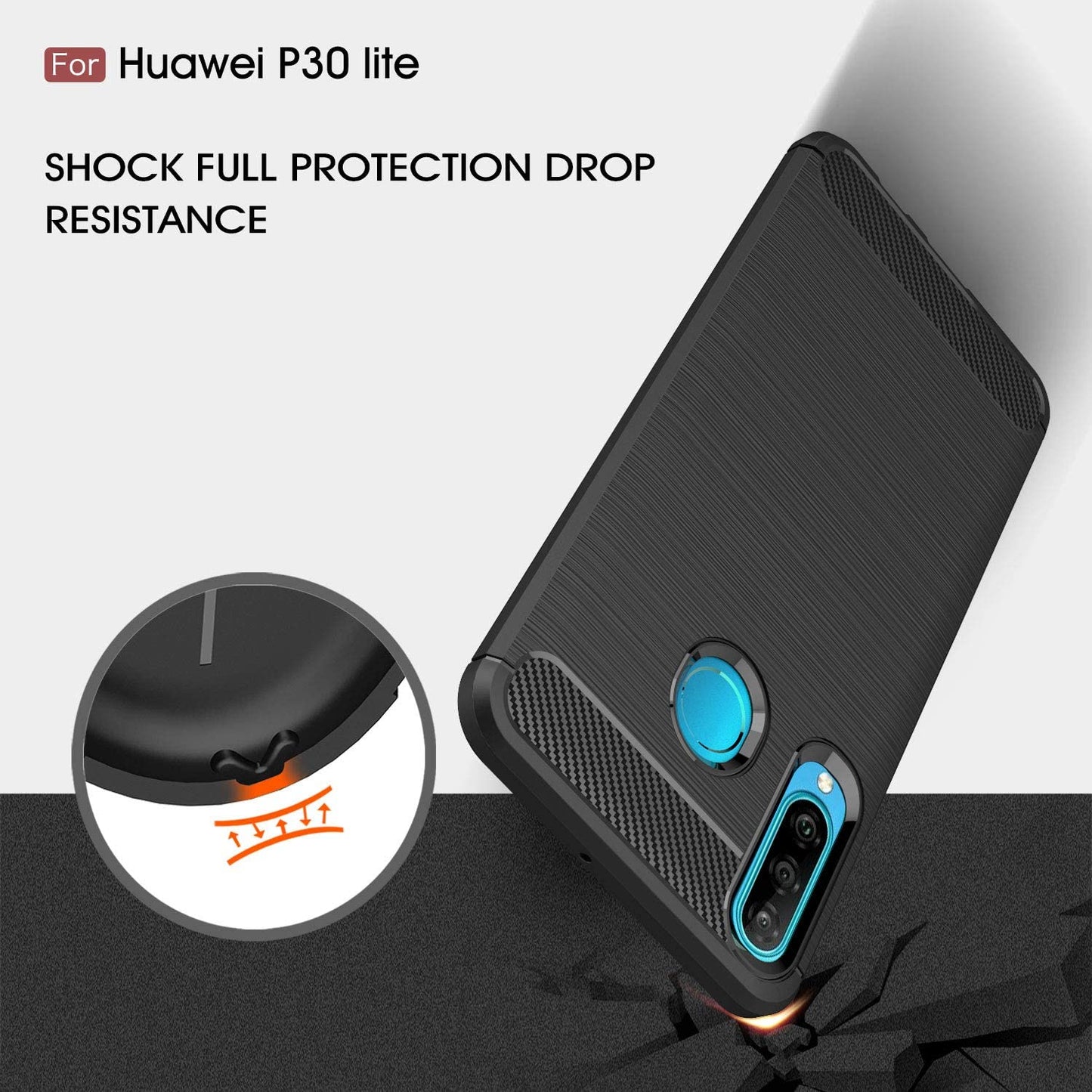 Husa pentru Huawei P30 lite New Edition / P30 lite, Techsuit, Carbon, Neagra