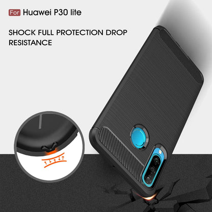 Husa pentru Huawei P30 lite New Edition / P30 lite, Techsuit, Carbon, Neagra