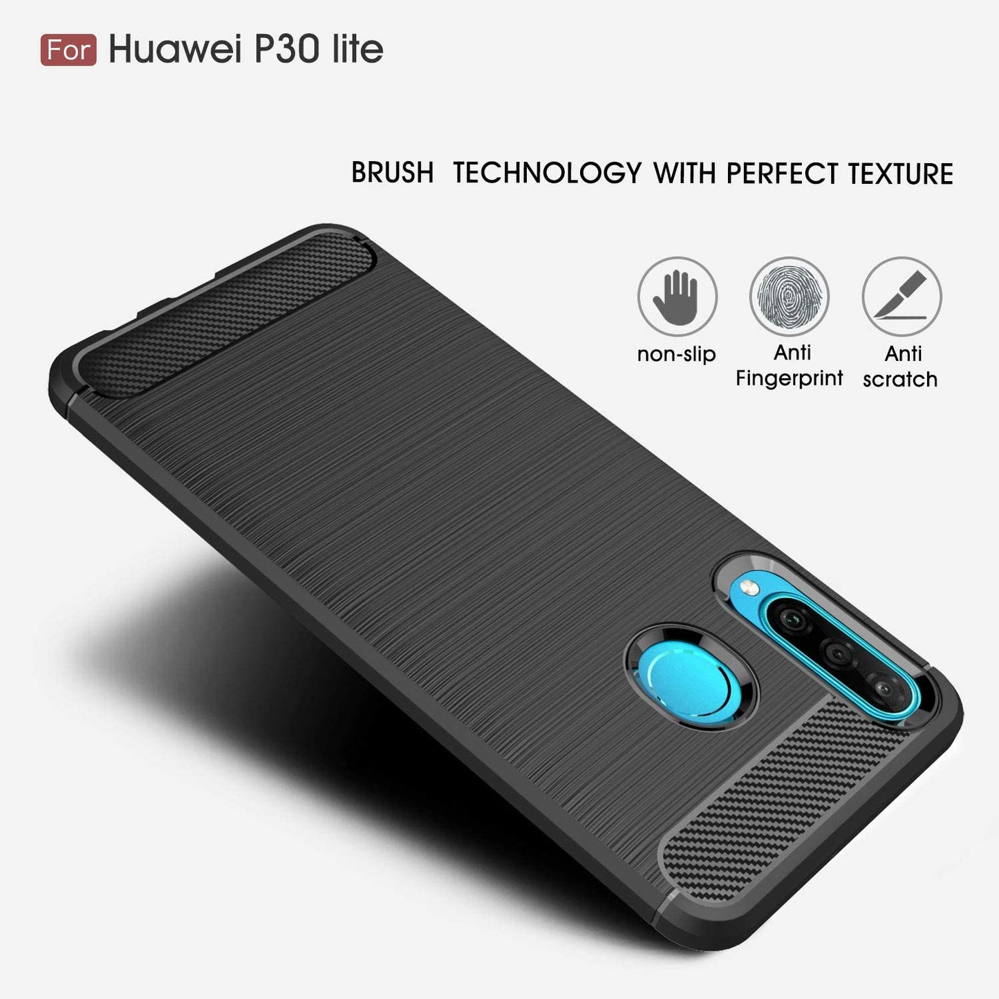 Husa pentru Huawei P30 lite New Edition / P30 lite, Techsuit, Carbon, Neagra