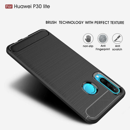 Husa pentru Huawei P30 lite New Edition / P30 lite, Techsuit, Carbon, Neagra