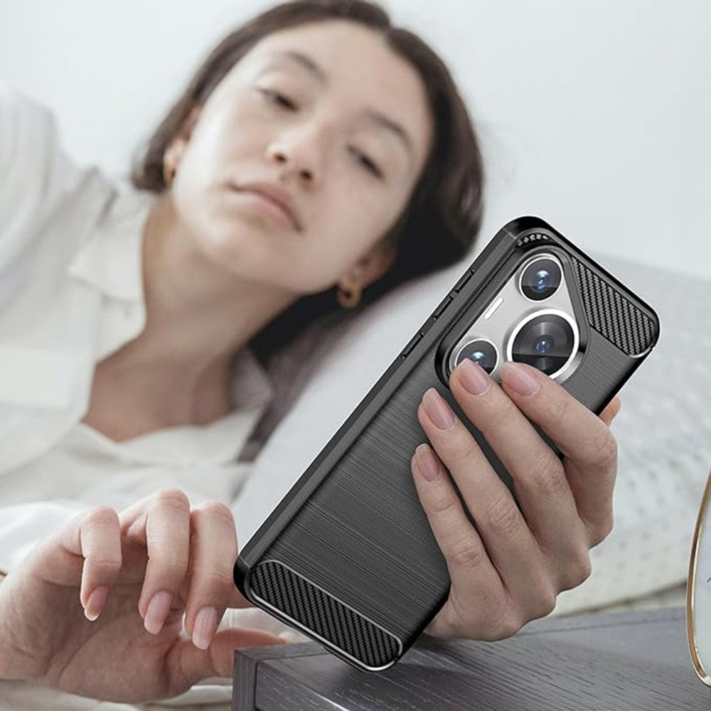 Husa pentru Huawei Pura 70 Pro, Techsuit, Carbon, Neagra