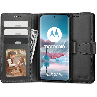 Husa pentru Motorola Edge 40 Neo, Tech-Protect, Wallet, Neagra