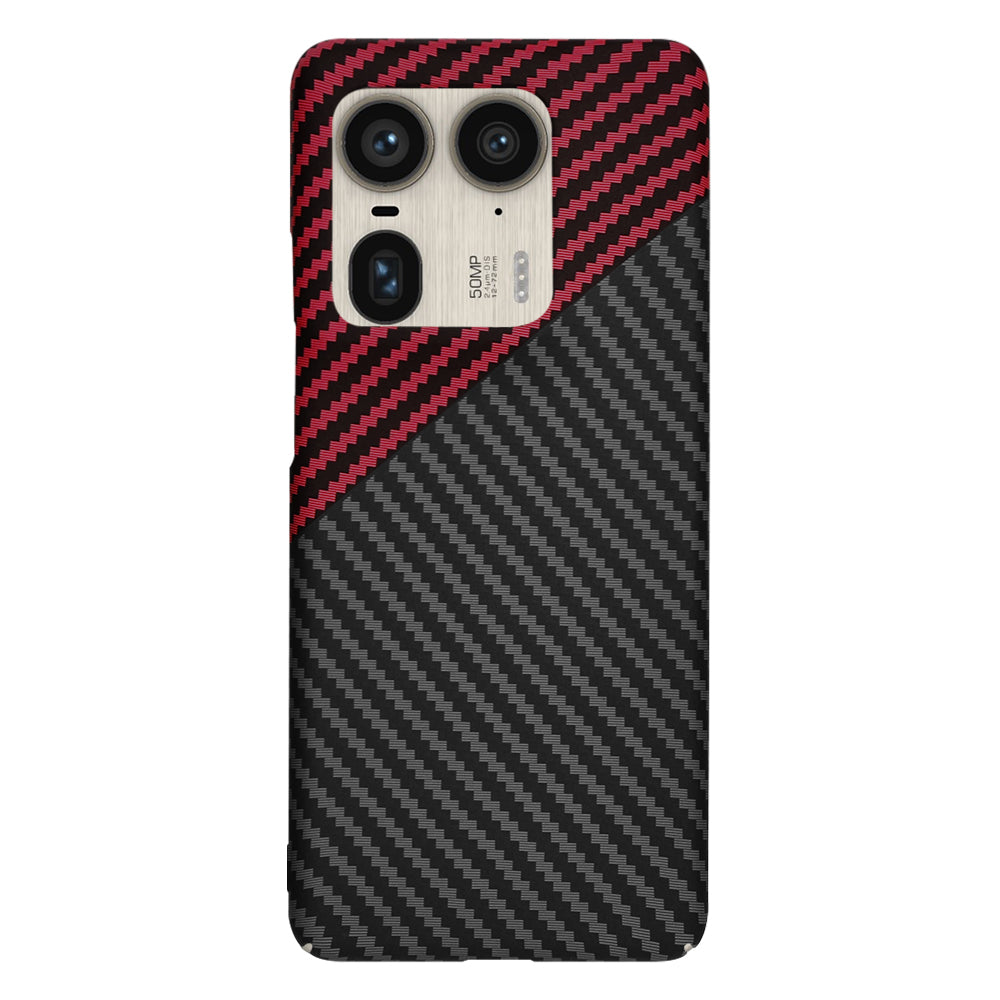Husa pentru Motorola Edge 50 Ultra, Techsuit, Carbonite FiberShell, Neagra Rosie