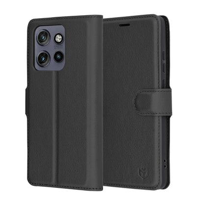 Husa pentru Motorola Edge 60 Neo / Edge 50 Neo, Techsuit, Leather Folio, Neagra