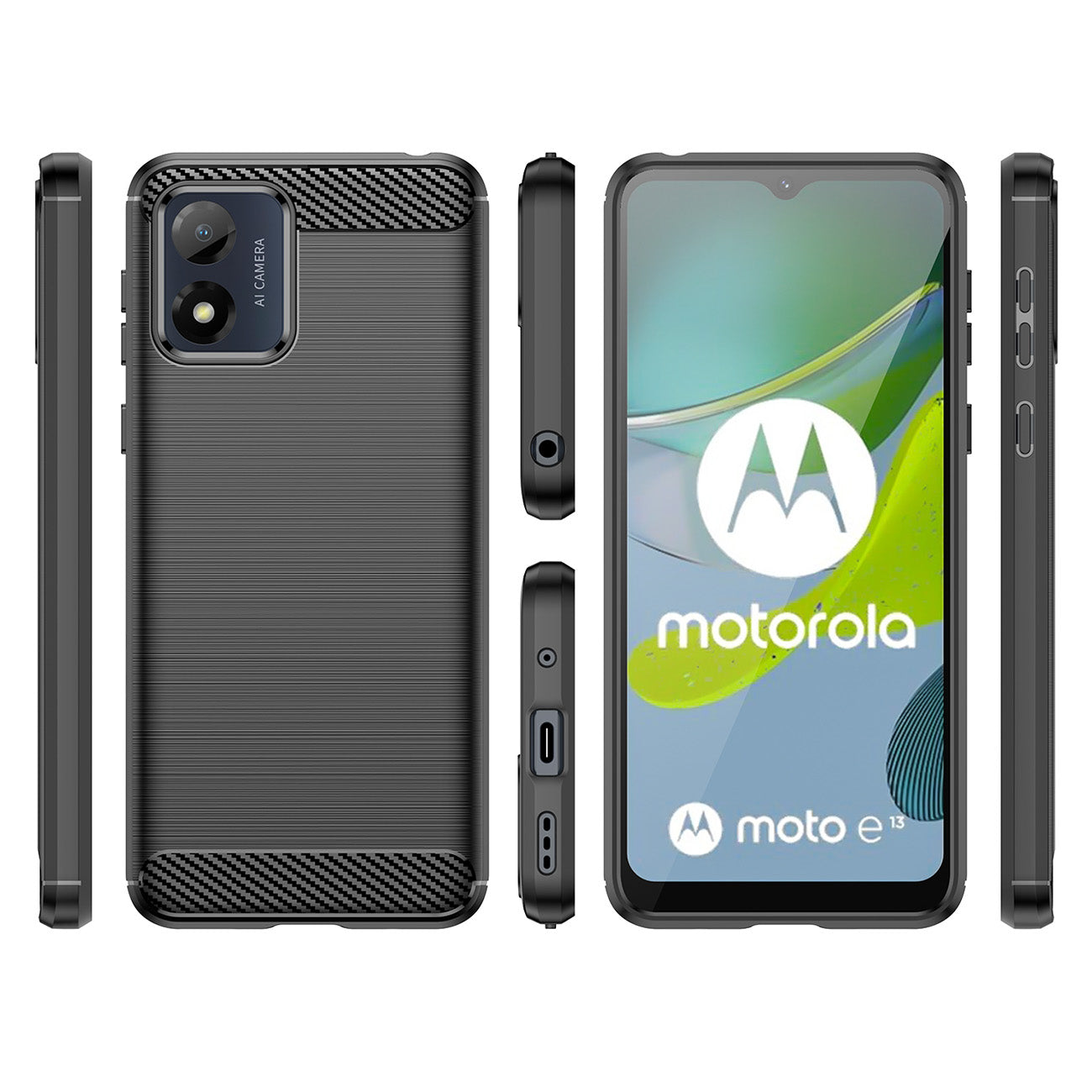 Husa pentru Motorola Moto E13, OEM, Carbon, Neagra