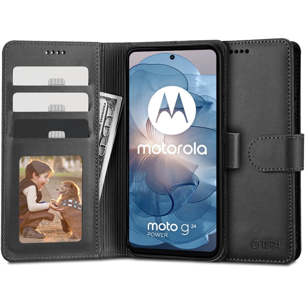 Husa pentru Motorola Moto G24 Power / G04 / G24 / E14, Tech-Protect, Wallet, Neagra