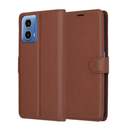 Husa pentru Motorola Moto G45 / G34, Techsuit, Leather Folio, Maro