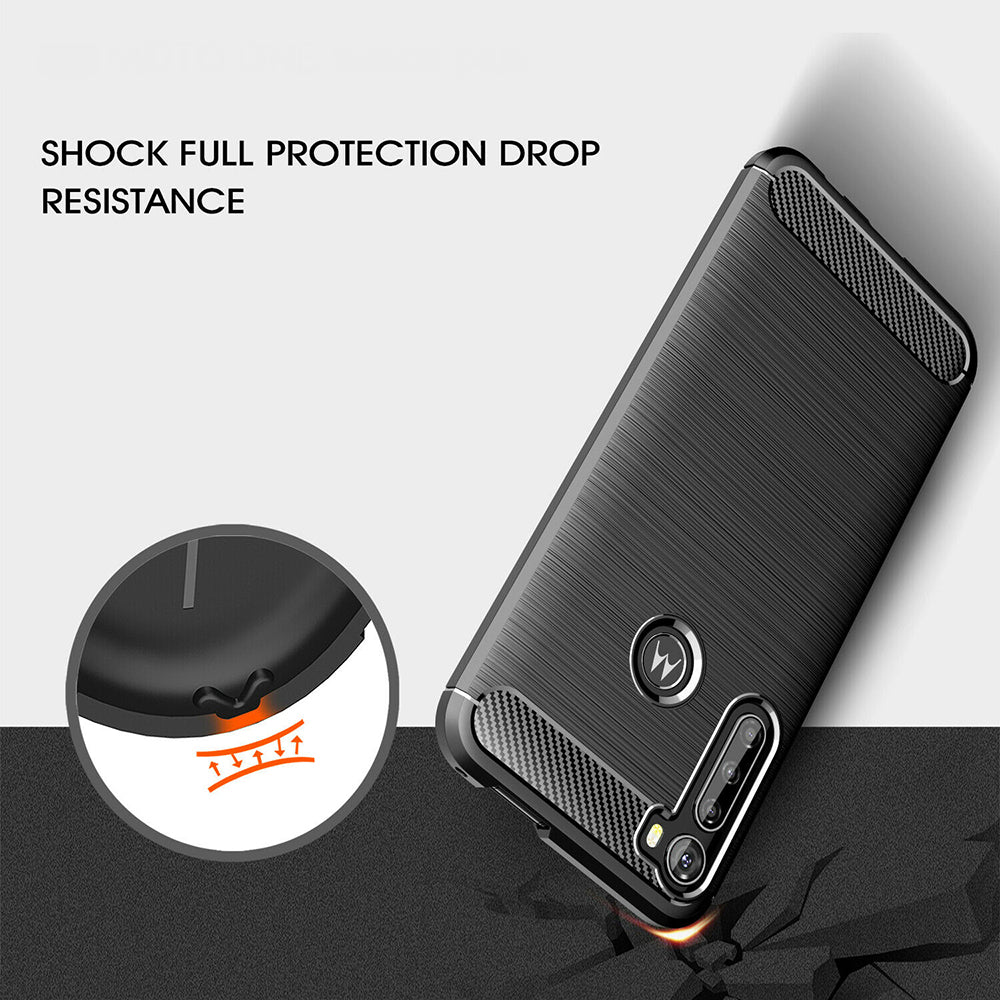 Husa pentru Motorola One Fusion+, Techsuit, Carbon, Neagra
