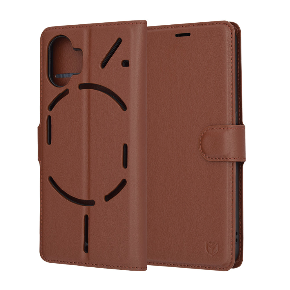 Husa pentru Nothing Phone (2), Techsuit, Leather Folio, Maro