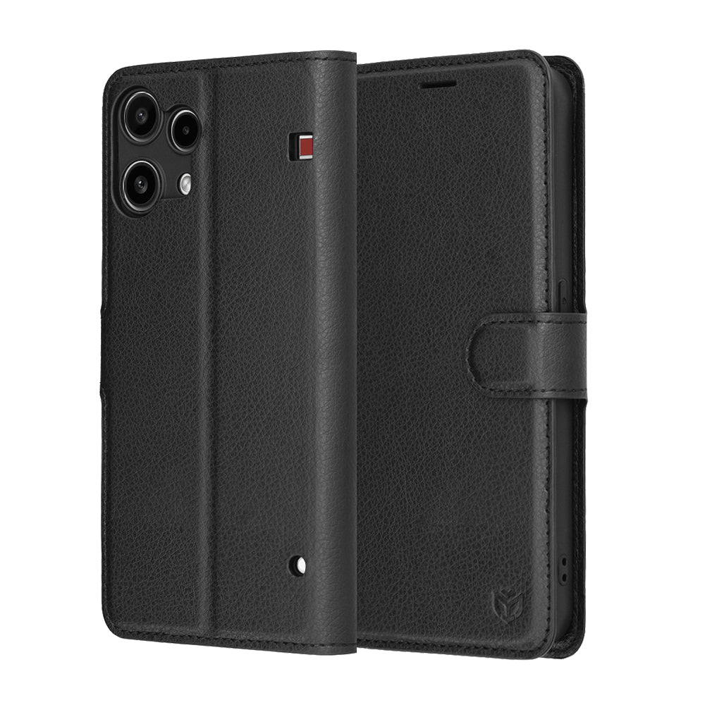 Husa pentru Nothing Phone (3a) Lite, Techsuit, Leather Folio, Neagra