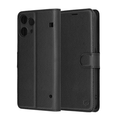 Husa pentru Nothing Phone (3a) Lite, Techsuit, Leather Folio, Neagra