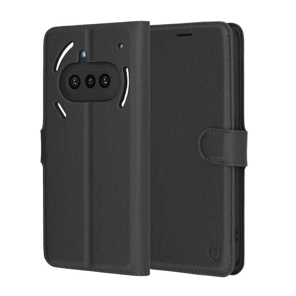 Husa pentru Nothing Phone (3a), Techsuit, Leather Folio, Neagra