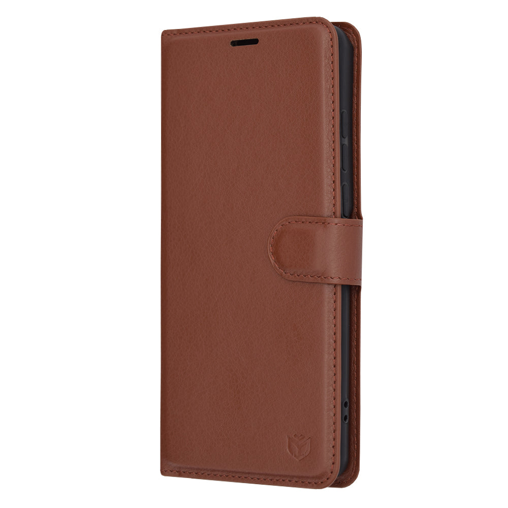 Husa pentru OnePlus 12, Techsuit, Leather Folio, Maro