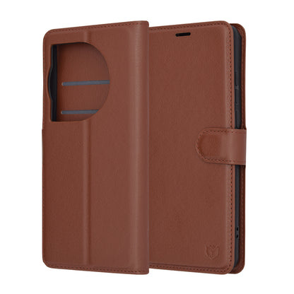 Husa pentru OnePlus 12, Techsuit, Leather Folio, Maro