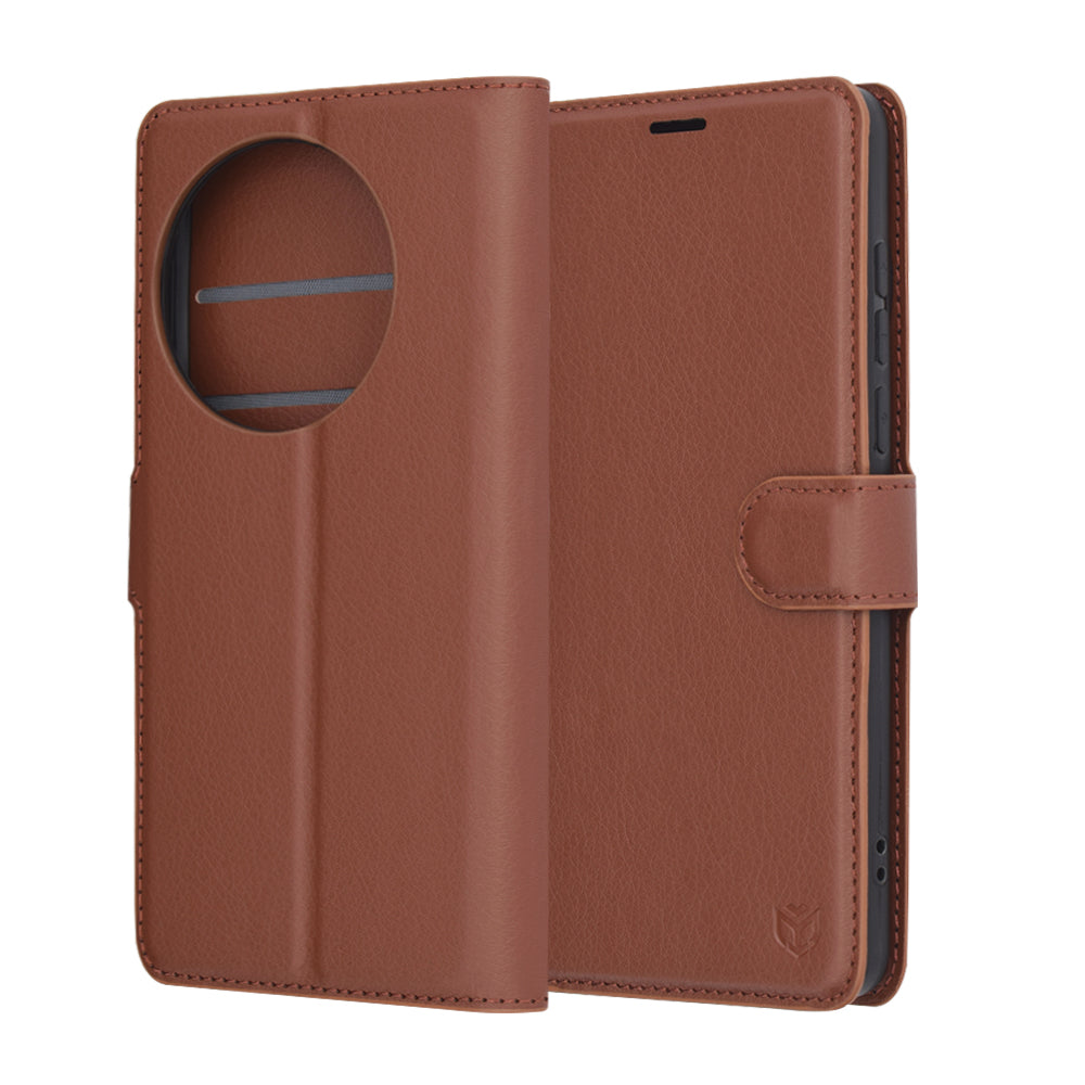 Husa pentru OnePlus 13, Techsuit, Leather Folio, Maro