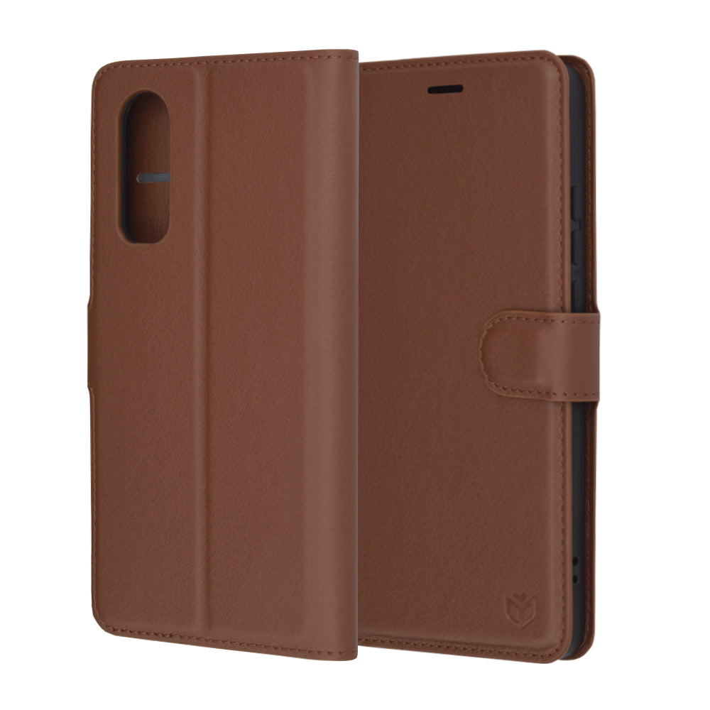 Husa pentru OnePlus Nord CE4 Lite, Techsuit, Leather Folio, Maro