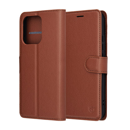 Husa pentru Oppo Reno14, Techsuit, Leather Folio, Maro