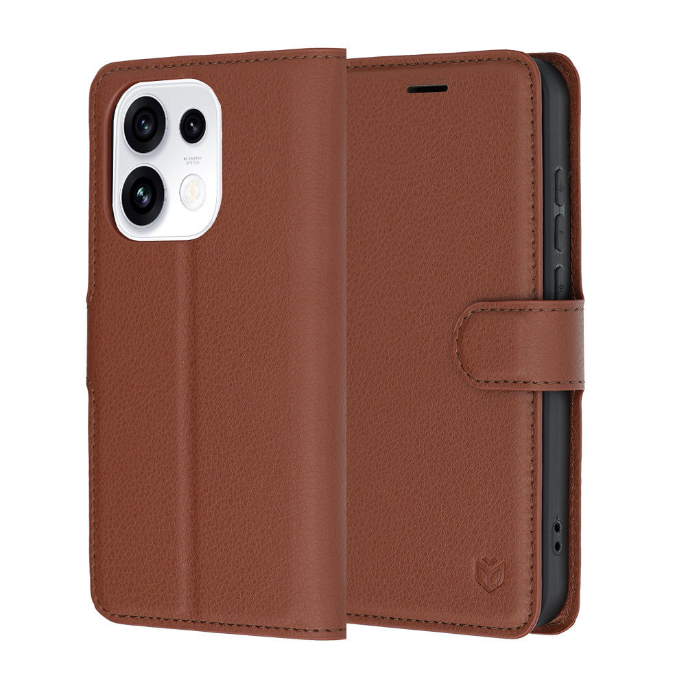 Husa pentru Oppo Reno16 Pro, Techsuit, Leather Folio, Maro