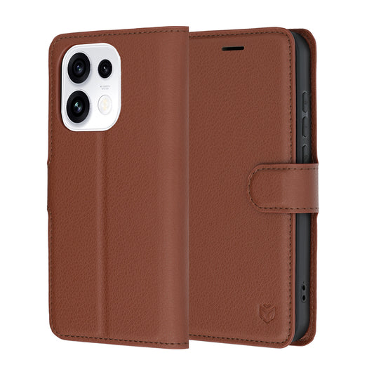 Husa pentru Oppo Reno16 Pro, Techsuit, Leather Folio, Maro