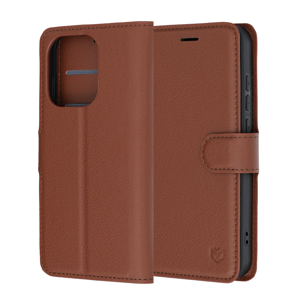 Husa pentru Oppo Reno16 Pro, Techsuit, Leather Folio, Maro