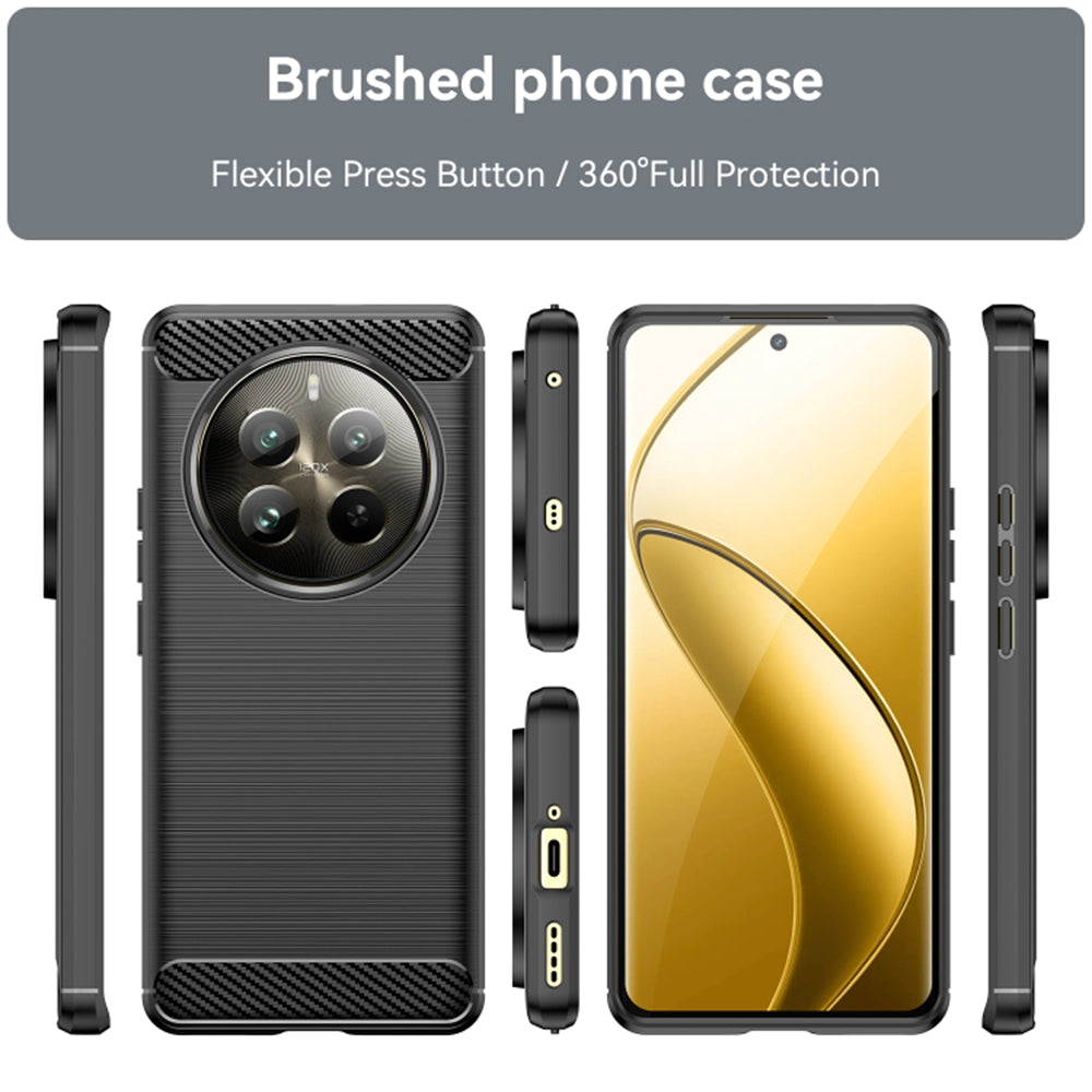Husa pentru Realme 12 Pro / 12 Pro+, Techsuit, Carbon, Neagra