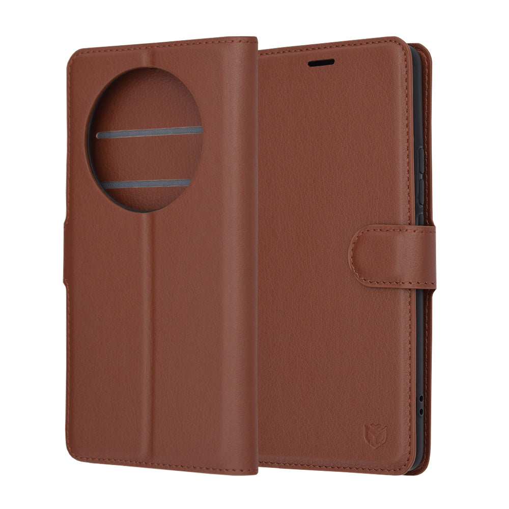 Husa pentru Realme 12 Pro / 12 Pro+, Techsuit, Leather Folio, Maro