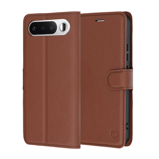 Husa pentru Realme 16, Techsuit, Leather Folio, Maro