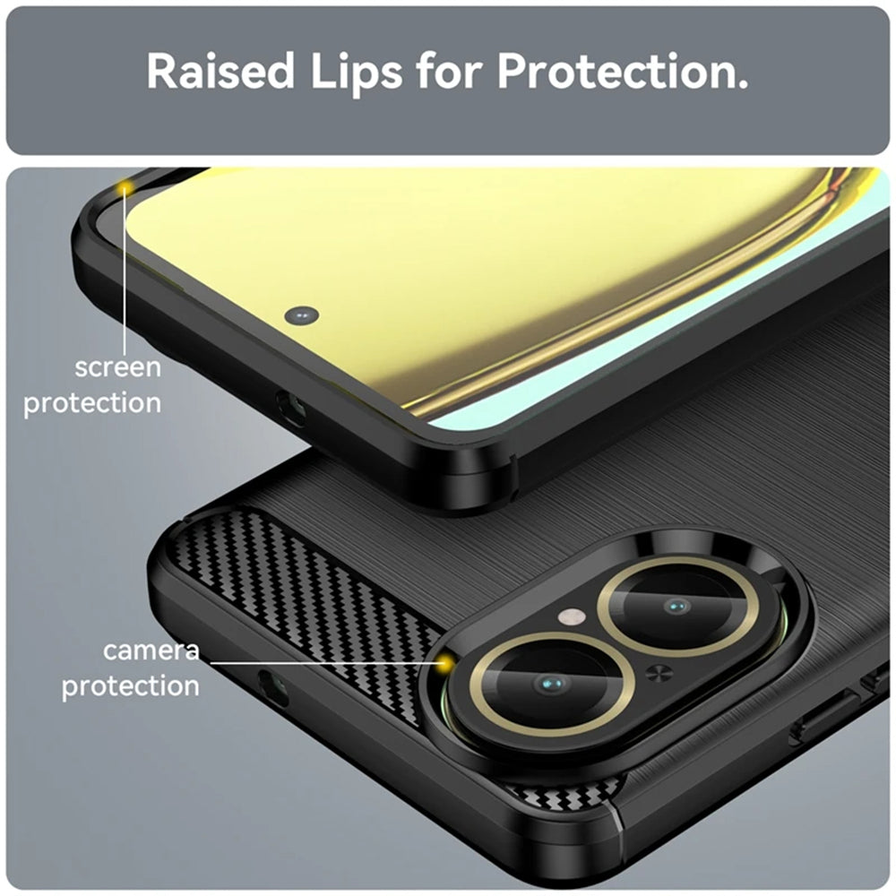 Husa pentru Realme C67 4G, Techsuit, Carbon, Neagra
