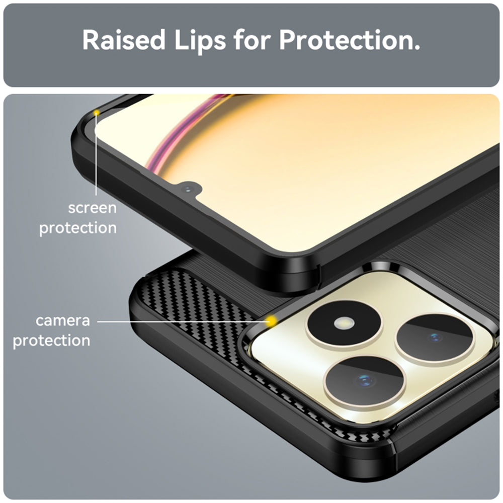 Husa pentru Realme Note 50 / C51, Techsuit, Carbon, Neagra