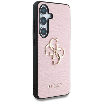 Husa pentru Samsung Galaxy S25+ S936, Guess, 4G Grained Big and Classic Logo, Roz, Resigilata