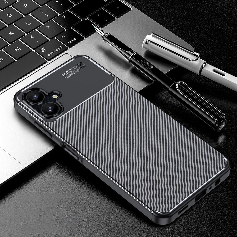 Husa pentru Samsung Galaxy A06 A065, Techsuit, CarbonFiber, Neagra