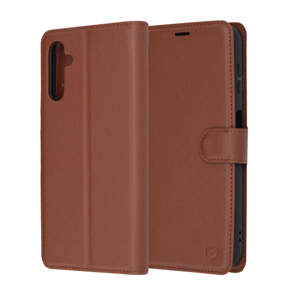 Husa pentru Samsung Galaxy A14 A145 / A14 5G A146, Techsuit, Leather Folio, Maro