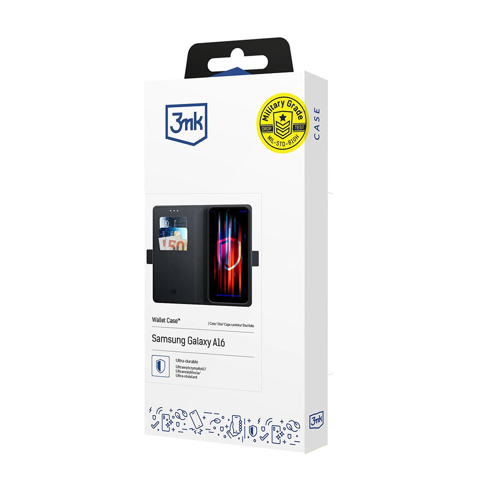 Husa pentru Samsung Galaxy A16 5G A166 / A16 4G A165, 3MK, Wallet, Neagra