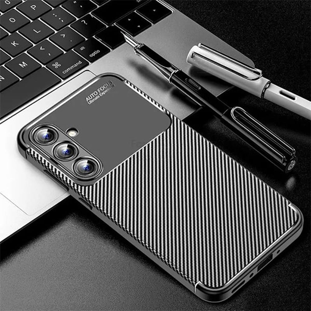 Husa pentru Samsung Galaxy A16 5G A166 / A16 4G A165, Techsuit, CarbonFiber, Neagra